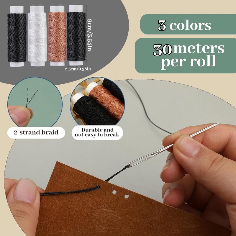 Yizzvb Heavy Duty Sewing Kit, Upholstery Thread Kit with Nylon Thread, Hand Sewing Needles, Sewing Awl, Upholstery Tools and Supplies for Carpets, Canvas, Sofa and Leather, Sewing Kit for Adults - Image 3